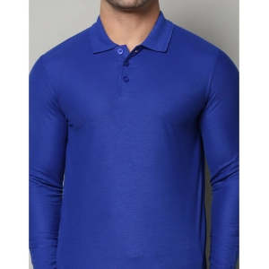 Generic Men's Casual Full Sleeve Solid Cotton Blended Polo Neck T-shirt (Royal)
