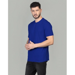 Generic Men's Casual Half Sleeve Solid Cotton Blended Round Neck T-shirt (Royal)