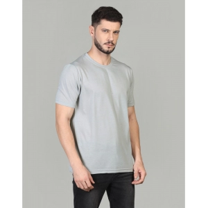 Generic Men's Casual Half Sleeve Solid Cotton Blended Round Neck T-shirt (Grey)