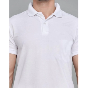 Generic Men's Casual Half Sleeve Solid Cotton Blended Polo Neck T-shirt (White)