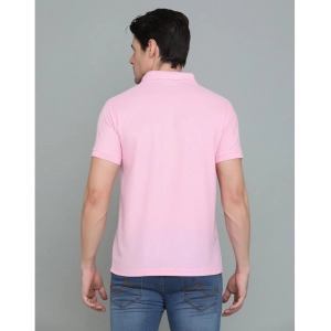 Generic Men's Casual Half Sleeve Solid Cotton Blended Polo Neck T-shirt (Pink)