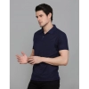 Men's Casual Half Sleeve Solid Cotton Blended Polo Neck T-shirt (Navy Blue) Men's Casual Half Sleeve Solid Cotton Blended Polo Neck T-shirt (Navy Blue)