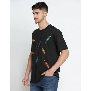 Generic Men's Casual Half Sleeve Printed Cotton Blended Round Neck T-shirt (Black)