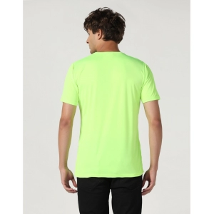 Generic Men's Casual Half Sleeve Solid Polyester Round Neck T-shirt (Neon)
