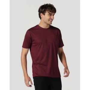 Generic Men's Casual Half Sleeve Solid Polyester Round Neck T-shirt (Maron)