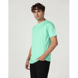 Generic Men's Casual Half Sleeve Solid Polyester Round Neck T-shirt (Lgreen)