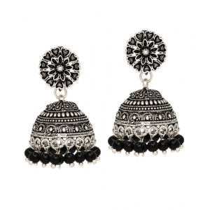Generic Women's Oxidised Silver Plated Black Color Earrings Jewellery 