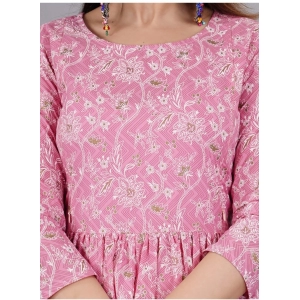 Generic Women's Casual 3/4 Sleeve Printed Viscose Maternity Feeding Kurti (Baby Pink)