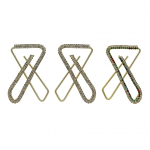 Generic Women's Multi Color Use Saree Hijab Pins Safety Pins Stone Brooch Clip On X Pins For Women Combo Of 3 Pieces 