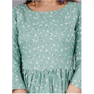 Generic Women's Casual 3/4 Sleeve Printed Viscose Maternity Feeding Kurti (Green)