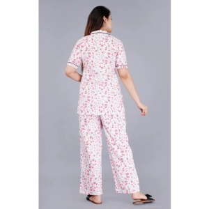 Generic Women's Casual Half Sleeve Printed Viscose Rayon Shirt With Pyjama Pant Night Suit Set (Baby Pink)