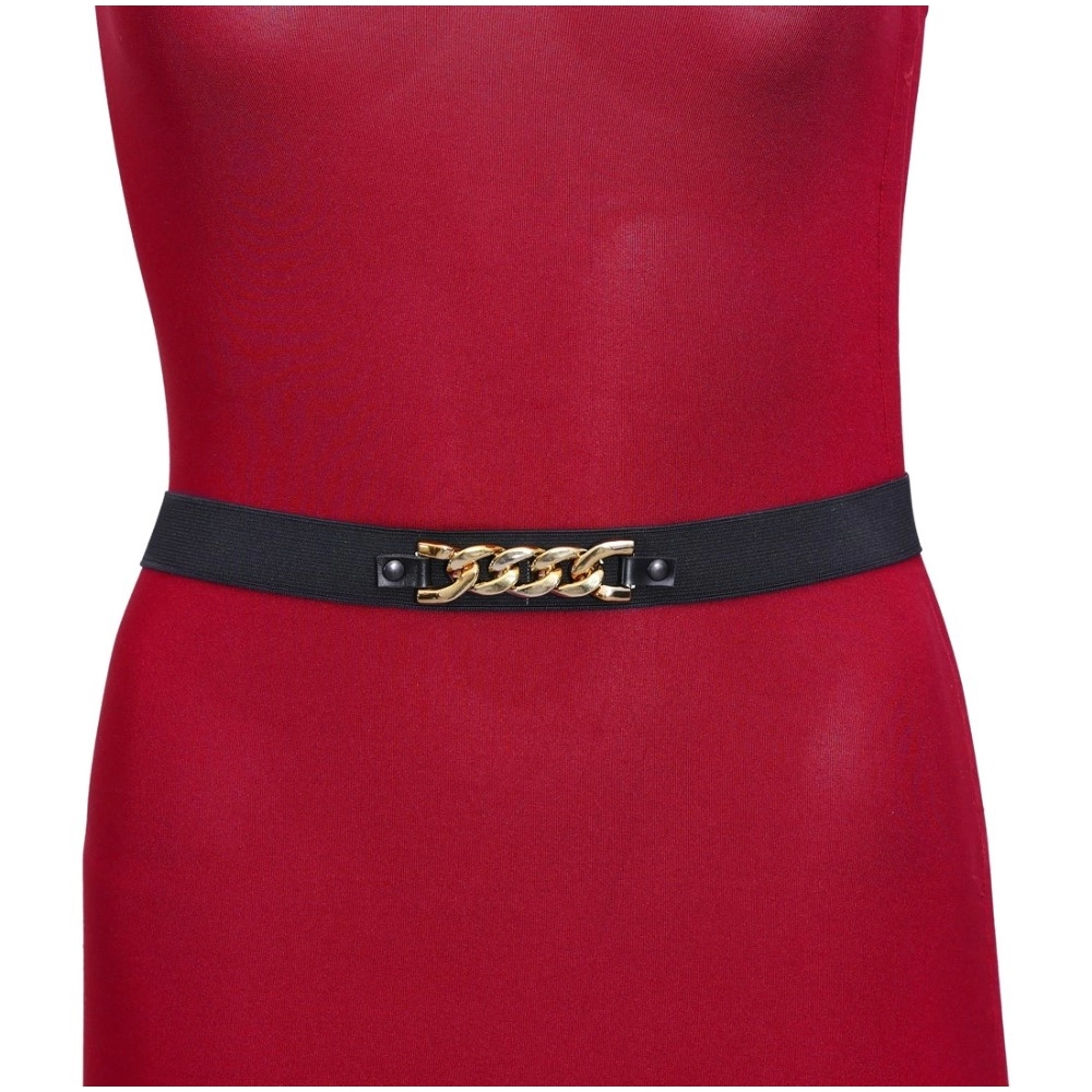 Generic Women's Gold & Black Color Kamarband Elastic Waist Belt For Women//Girls Adjustable Hip Belt
