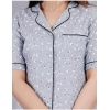 Women's Casual Half Sleeve Printed Viscose Rayon Shirt With Pyjama Pant Night Suit Set (Grey) Women's Casual Half Sleeve Printed Viscose Rayon Shirt With Pyjama Pant Night Suit Set (Grey)