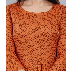 Generic Women's Casual 3/4 Sleeve Printed Viscose Maternity Feeding Kurti (Brown)