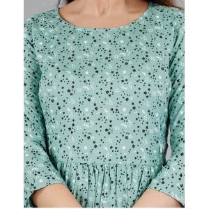 Generic Women's Casual 3/4 Sleeve Printed Viscose Maternity Feeding Kurti (Green)