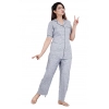 Women's Casual Half Sleeve Printed Viscose Rayon Shirt With Pyjama Pant Night Suit Set (Grey) Women's Casual Half Sleeve Printed Viscose Rayon Shirt With Pyjama Pant Night Suit Set (Grey)