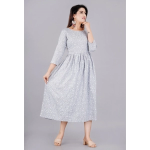 Generic Women's Casual 3/4 Sleeve Printed Viscose Maternity Feeding Kurti (Grey)