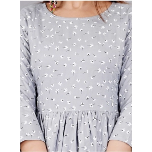 Generic Women's Casual 3/4 Sleeve Printed Viscose Maternity Feeding Kurti (Grey)