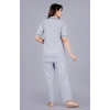 Women's Casual Half Sleeve Printed Viscose Rayon Shirt With Pyjama Pant Night Suit Set (Grey) Women's Casual Half Sleeve Printed Viscose Rayon Shirt With Pyjama Pant Night Suit Set (Grey)