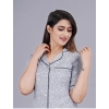 Women's Casual Half Sleeve Printed Viscose Rayon Shirt With Pyjama Pant Night Suit Set (Grey) Women's Casual Half Sleeve Printed Viscose Rayon Shirt With Pyjama Pant Night Suit Set (Grey)