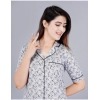 Women's Casual Half Sleeve Printed Viscose Rayon Shirt With Pyjama Pant Night Suit Set (Grey) Women's Casual Half Sleeve Printed Viscose Rayon Shirt With Pyjama Pant Night Suit Set (Grey)