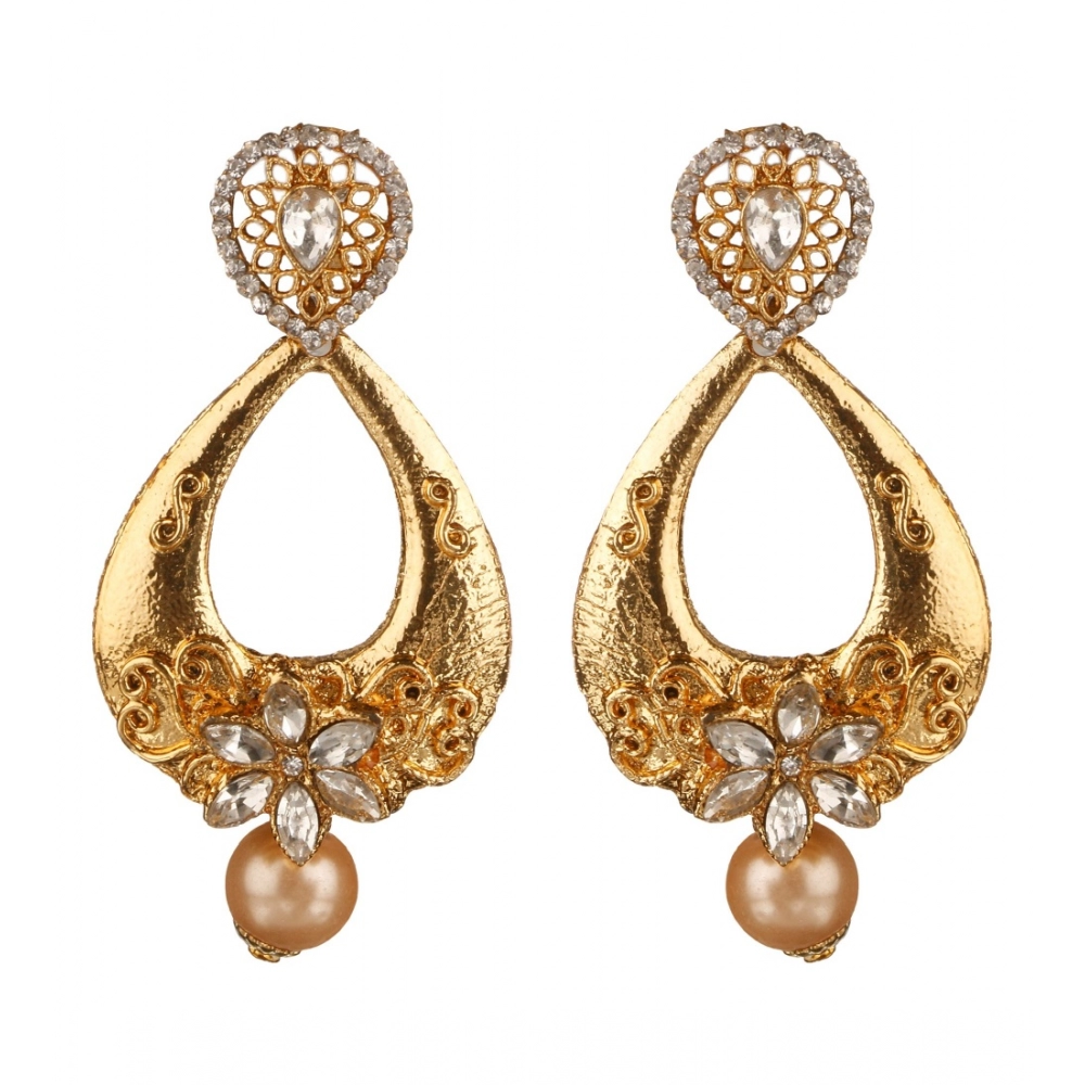 Generic Women's Rose Gold Plated Alloy Earrings (White)
