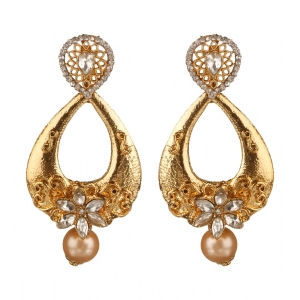 Generic Women's Rose Gold Plated Alloy Earrings (White)