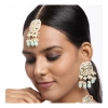 Dropship Women's Rose Gold Plated Alloy Kundan Earrings &amp; Mangtikka (White)