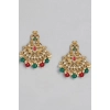 Dropship Women's Rose Gold Plated Alloy Kundan Earrings &amp; Mangtikka (Red &amp; Green)