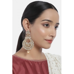 Generic Women's Rose Gold Plated Alloy Earrings (White)
