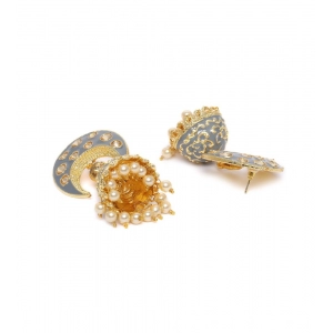 Generic Women's Rose Gold Plated Alloy Earrings (Gold & Grey)