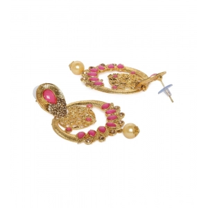 Generic Women's Rose Gold Plated Alloy Earrings (Gold & Pink)