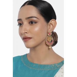 Generic Women's Rose Gold Plated Alloy Earrings (Gold & Pink)