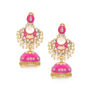Generic Women's Rose Gold Plated Alloy Earrings (Pink)