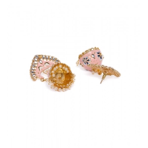 Generic Women's Rose Gold Plated Alloy Earrings (Pink)