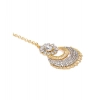 Dropship Women's Rose Gold Plated Alloy Kundan Earrings &amp; Mangtikka (White)