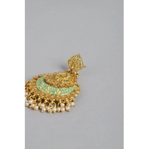 Generic Women's Rose Gold Plated Alloy Earrings (Gold & Green)