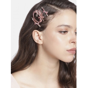 Generic Women's Rose Gold Plated Alloy Hair Pin Set (Pink)