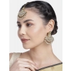 Dropship Women's Rose Gold Plated Alloy Kundan Earrings &amp; Mangtikka (White)