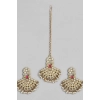 Dropship Women's Rose Gold Plated Alloy Kundan Earrings &amp; Mangtikka (White)
