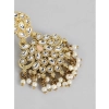 Dropship Women's Rose Gold Plated Alloy Kundan Earrings &amp; Mangtikka (White)