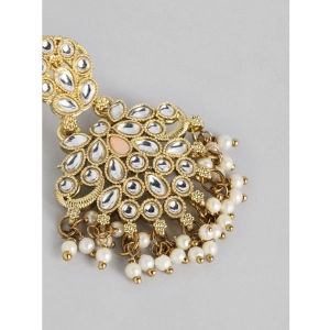 Generic Women's Rose Gold Plated Alloy Kundan Earrings & Mangtikka (White)