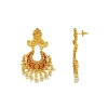 Dropship Women's Rose Gold Plated Alloy Kundan Earrings &amp; Mangtikka (Maroon)