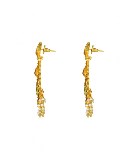 Women's Rose Gold Plated Alloy Kundan Earrings &amp; Mangtikka (Green)