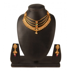 Generic Women's Rose Gold Plated Alloy Necklace & Earings Set (Multicolor)