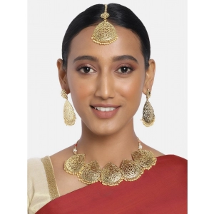 Generic Women's Rose Gold Plated Alloy Necklace & Earings Set (Gold)