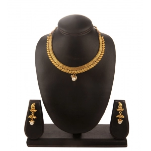 Generic Women's Rose Gold Plated Alloy Necklace & Earings Set (Gold)