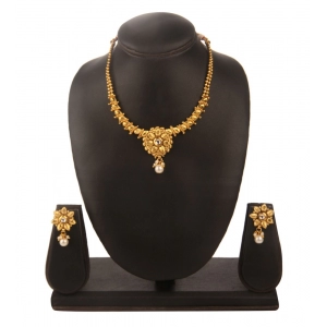 Generic Women's Rose Gold Plated Alloy Necklace & Earings Set (Gold)