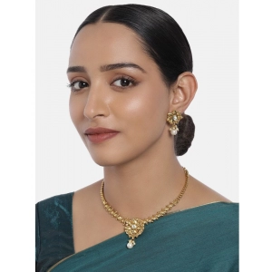 Generic Women's Rose Gold Plated Alloy Necklace & Earings Set (Gold)