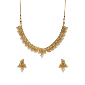 Generic Women's Rose Gold Plated Alloy Necklace & Earings Set (Gold)